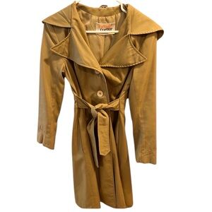 Vintage Khaki Hooded & Belted Lined Trench Coat by Casual Corner.   Size = 11 Jr